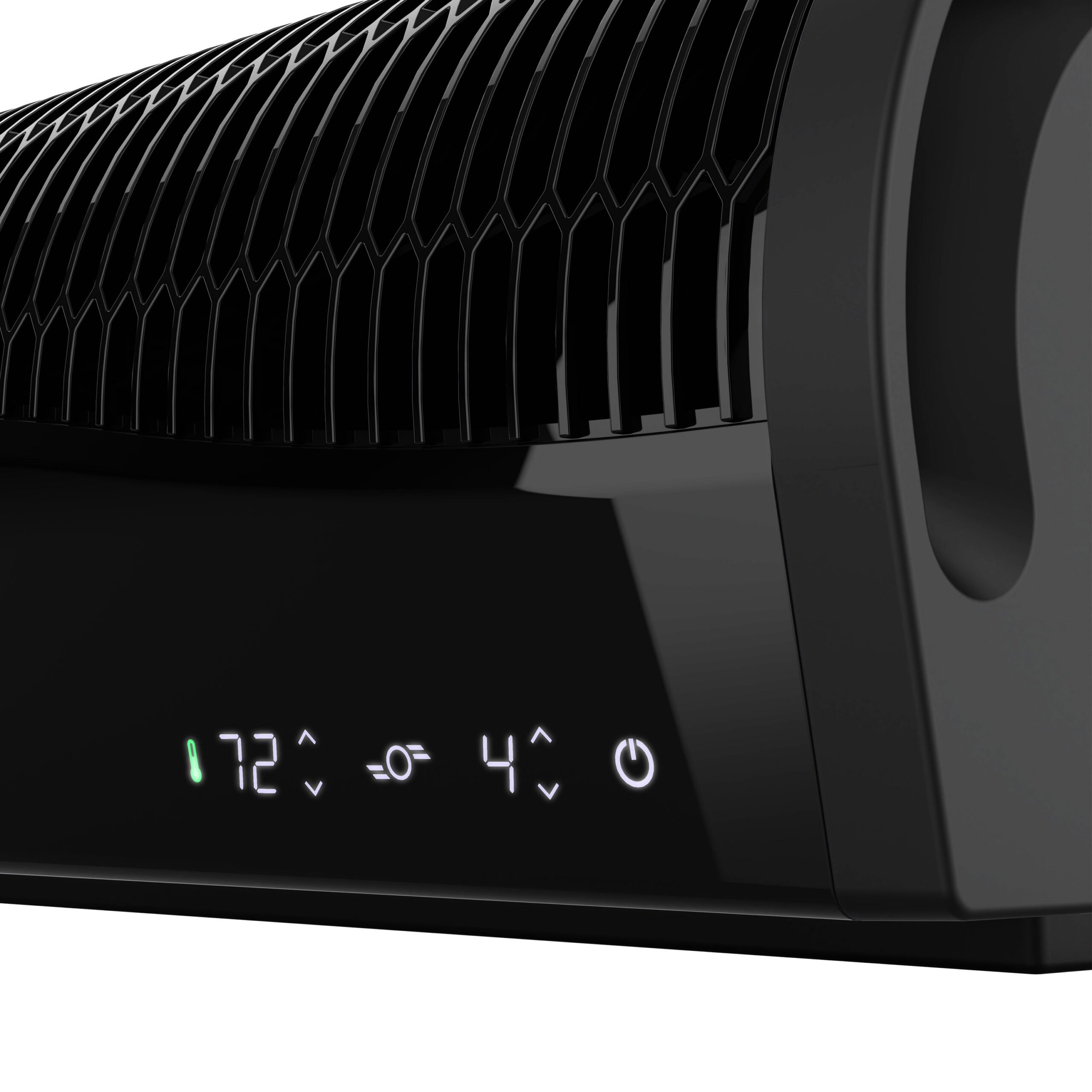 Vornado Transom digital control panel with mode, speed, and temperature settings