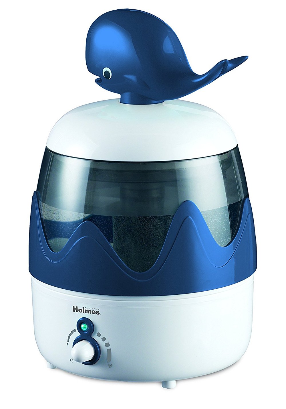Cool mist humidifier releasing visible water vapor into a room