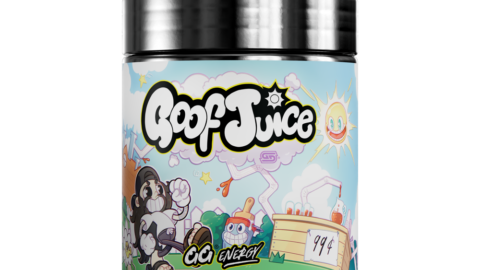 Gamer Supps GG Energy Goof Juice 100-serving tub in Strawberry Kiwi, official product photo