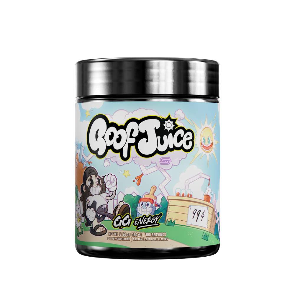 Gamer Supps GG Energy Goof Juice 100-serving tub in Strawberry Kiwi, official product photo