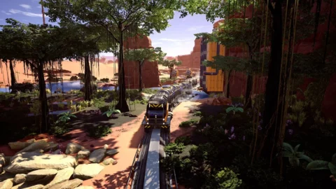 Satisfactory train and factory