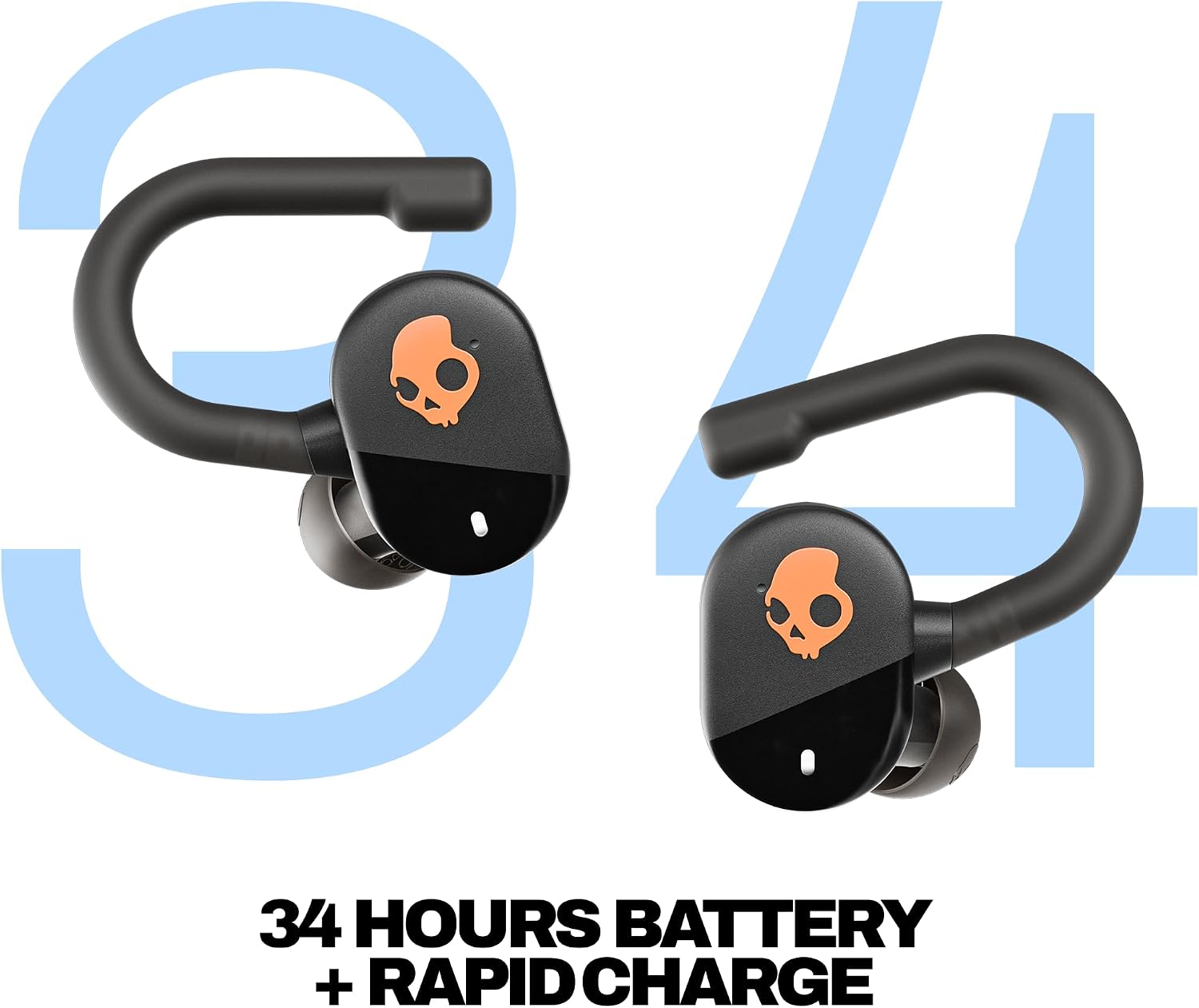 Skullcandy Push Play Active Wireless Earbuds - True Black/Orange