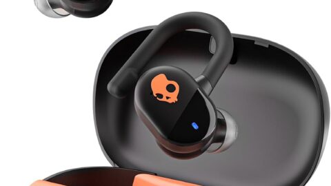 Skullcandy Push Play Active Wireless Earbuds - True Black/Orange | In-Ear Hanger, Bluetooth, Noise Isolating 58 Hours Battery, Sweat and Water Resistant, Microphone, Running Outdoors, Exercise