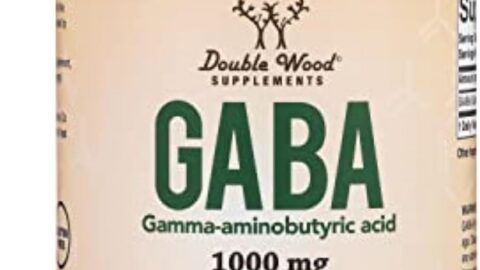 Double Wood GABA supplement bottle, 300 capsules of 1000mg GABA