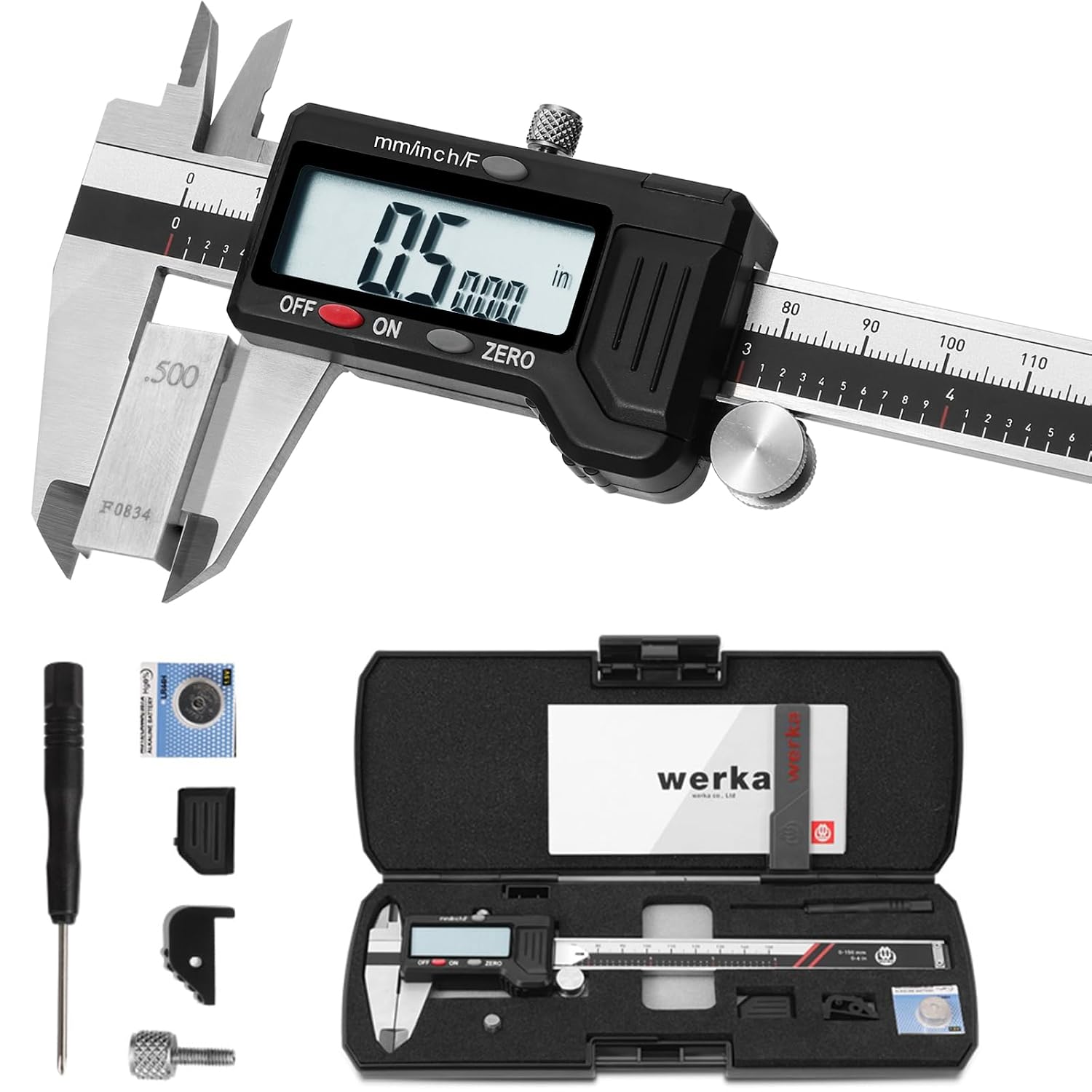 Werka digital caliper 0-6 inch stainless steel measuring tool