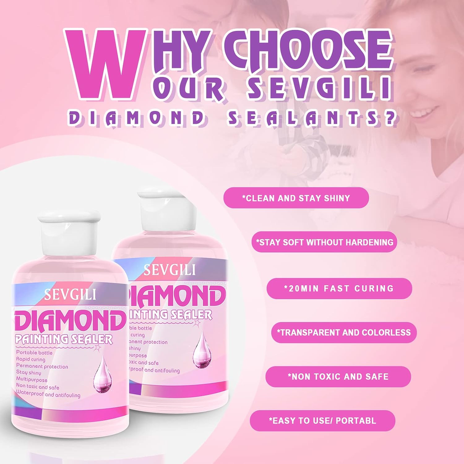 SEVGILI Diamond Painting Sealer Kit 120ML bottle and included brushes