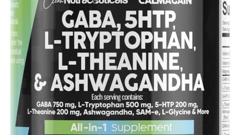 CalmAgain GABA L-theanine 5-HTP supplement bottle
