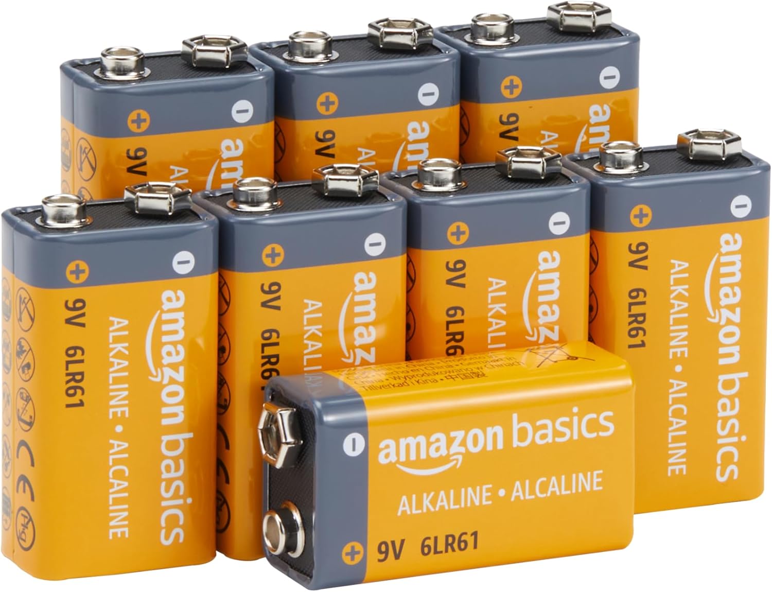 Amazon Basics 8-pack of 9 volt alkaline batteries