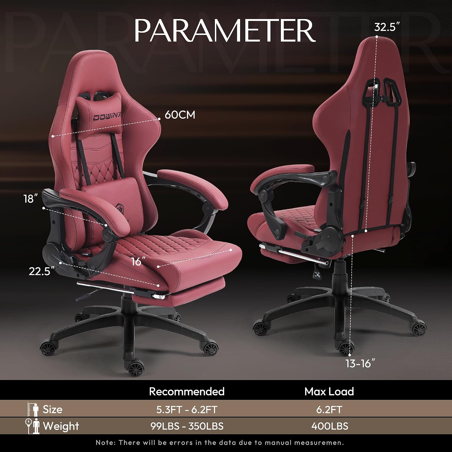 Dowinx gaming chair with footrest extended