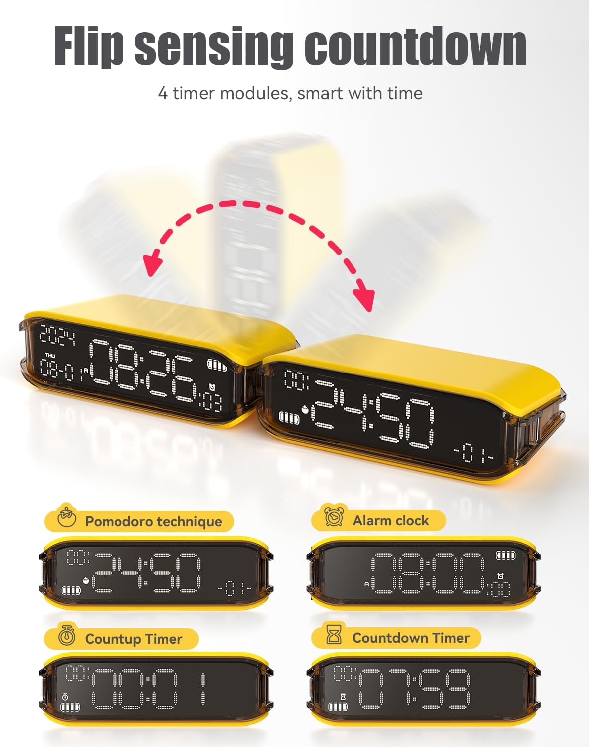 V-Checker Pomodoro Timer Clock, Desk Timer for Productivity