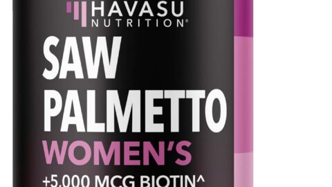 Saw palmetto for women supplement with biotin bottle