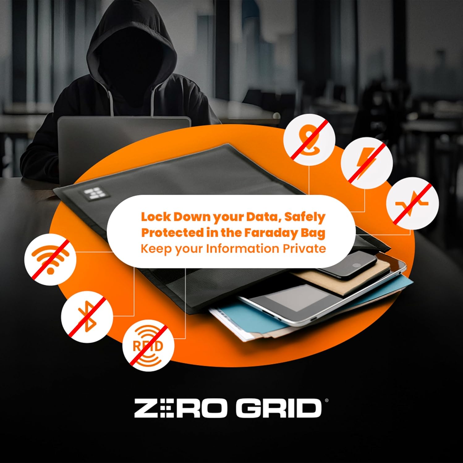 Zero Grid faraday pouches in three sizes