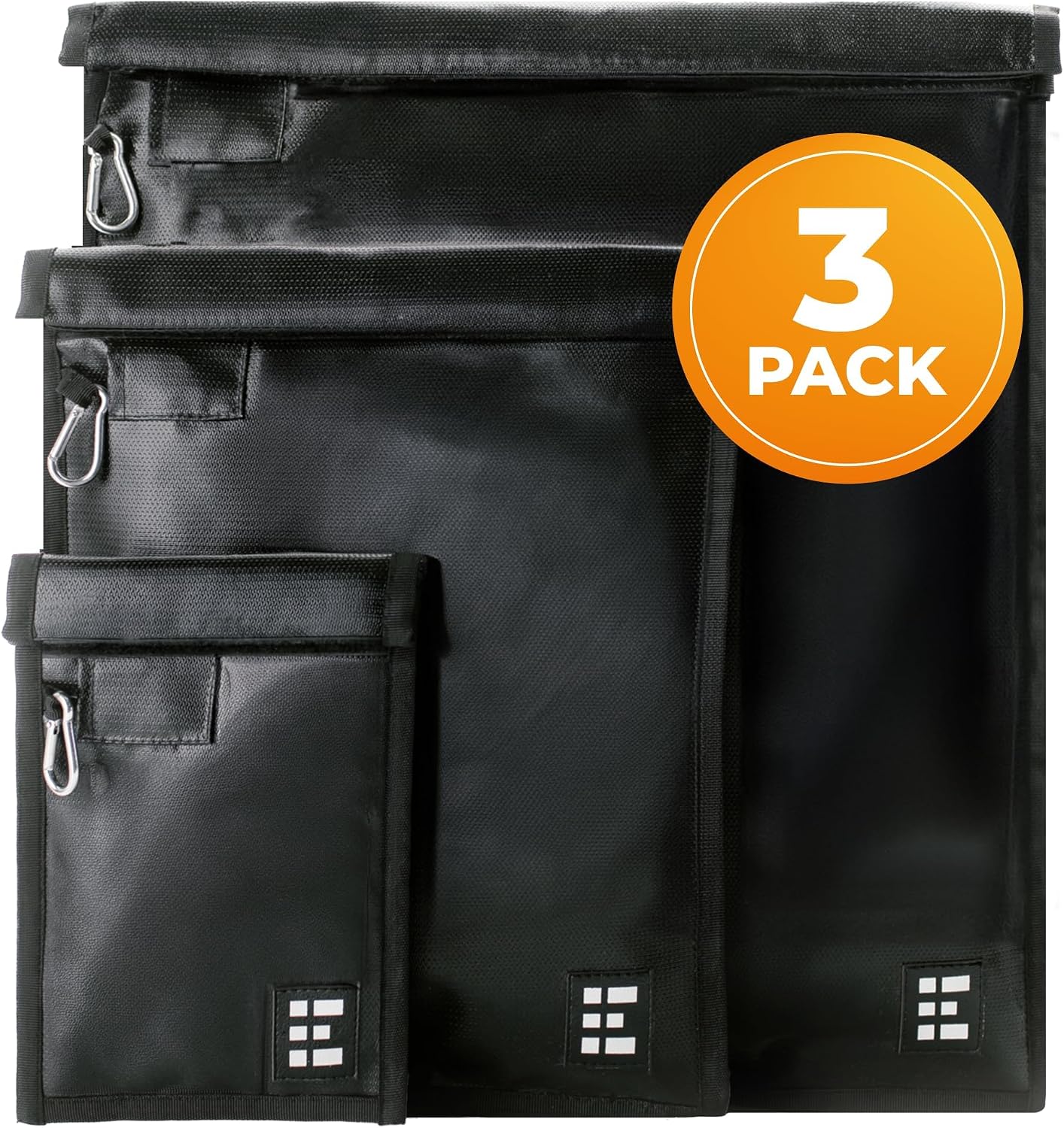 Zero Grid 3-Pack Faraday Bags Pouches, RFID Signal Blocking Sleeves, Black