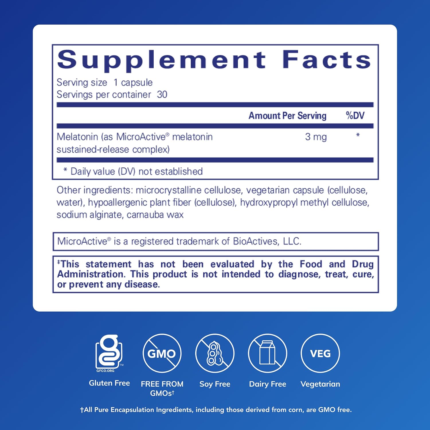 Pure Encapsulations Melatonin-SR 3 mg supplement capsules