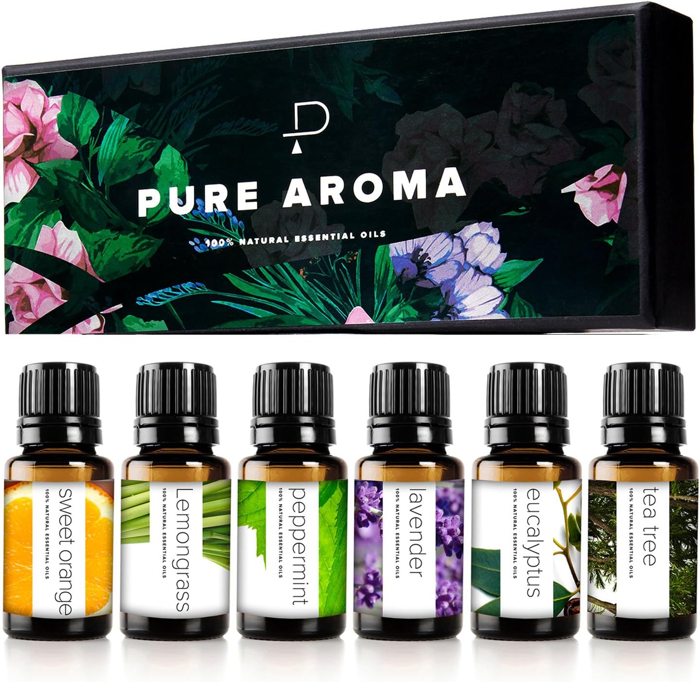 Pure Aroma Essential Oils Aromatherapy Set — 6 x 10ML oils