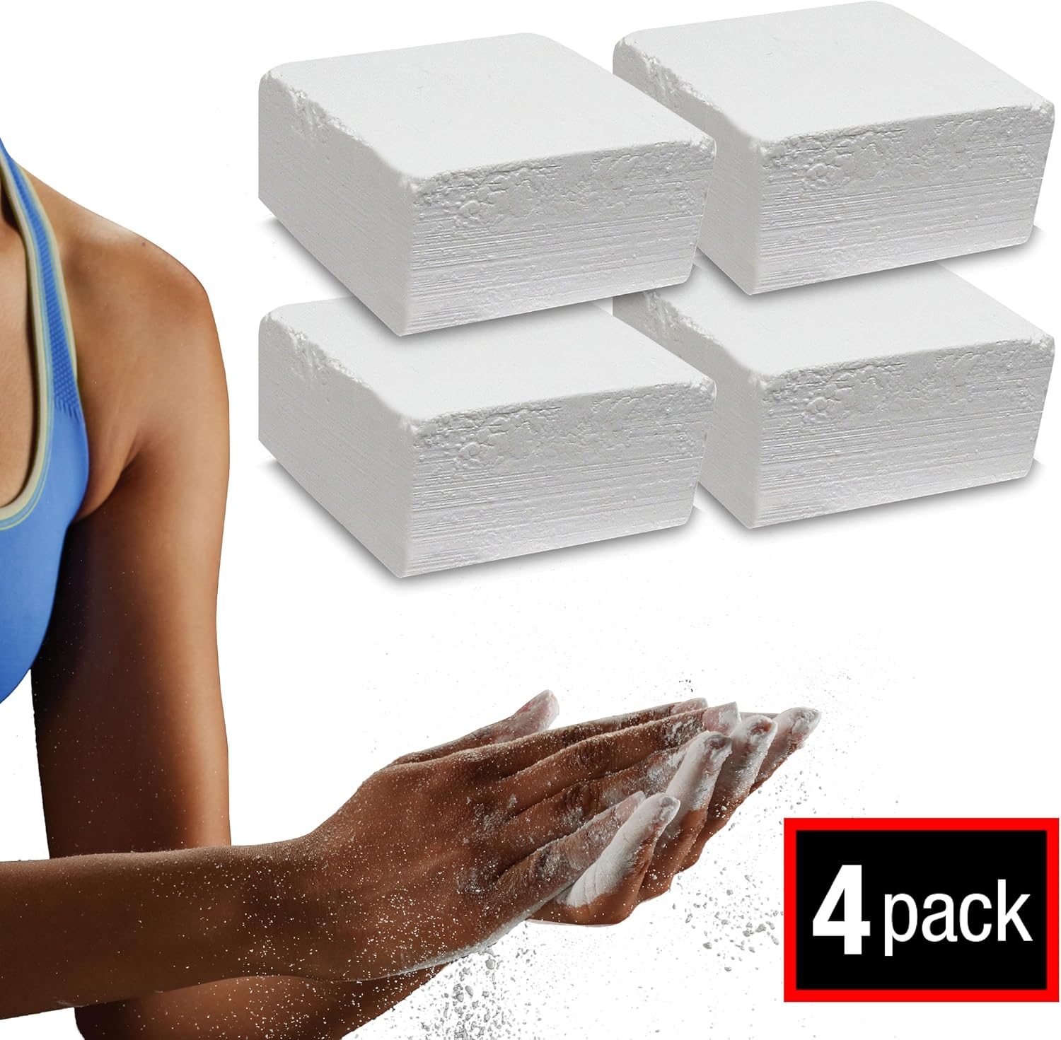 Applying SPRI gym chalk to hands for a better grip during weightlifting